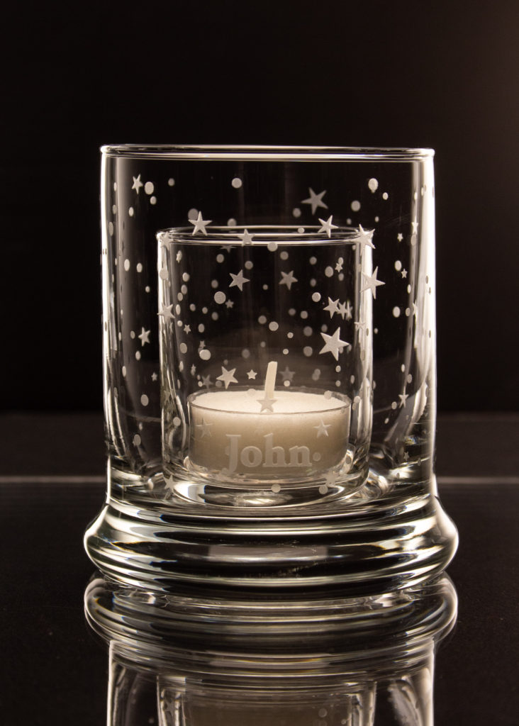 Etched Glass Personalized Memorial Remembrance Candle
