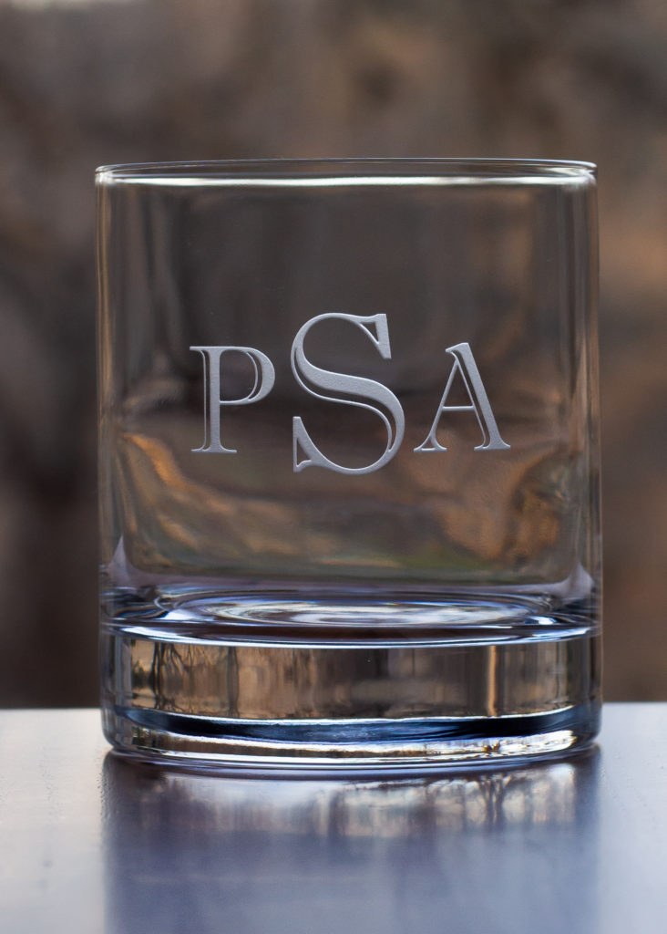 Etched Monogram Whiskey Glass