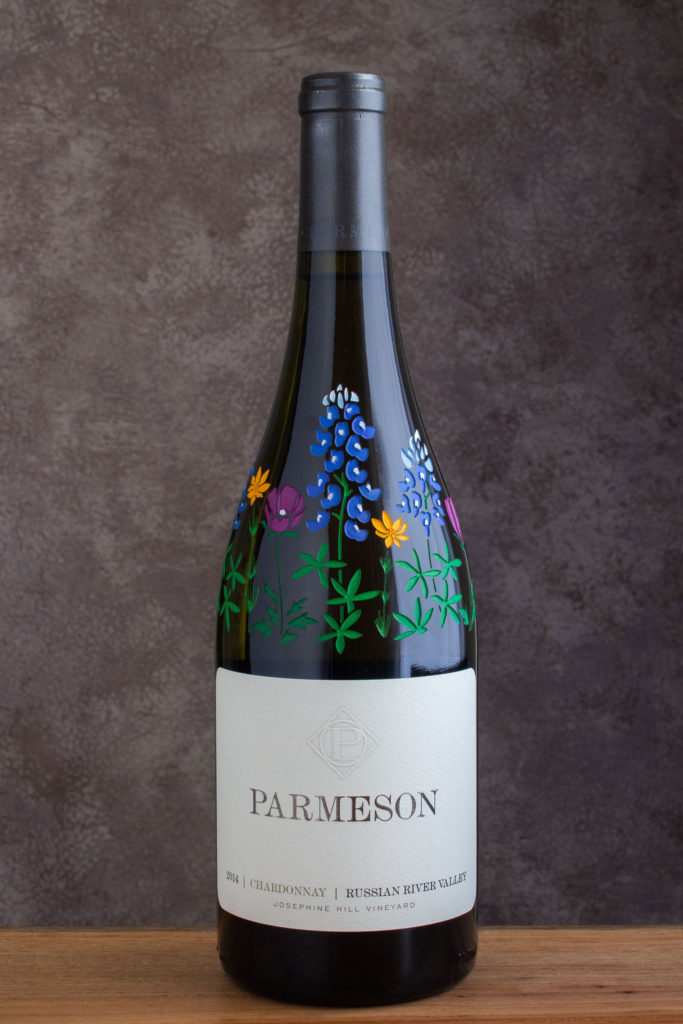JDP Etching & Design Debbie Peel Wildflower Design Etched on Parmeson Wine bottle